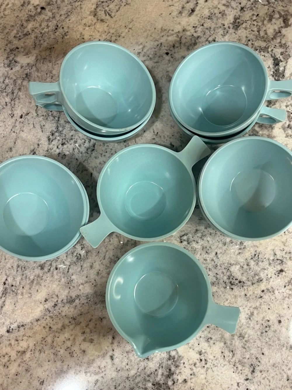 Vintage Stetson Melmac Mugs, Creamer and Sugar Bowl Set - Robin's Egg Blue 11 Pc